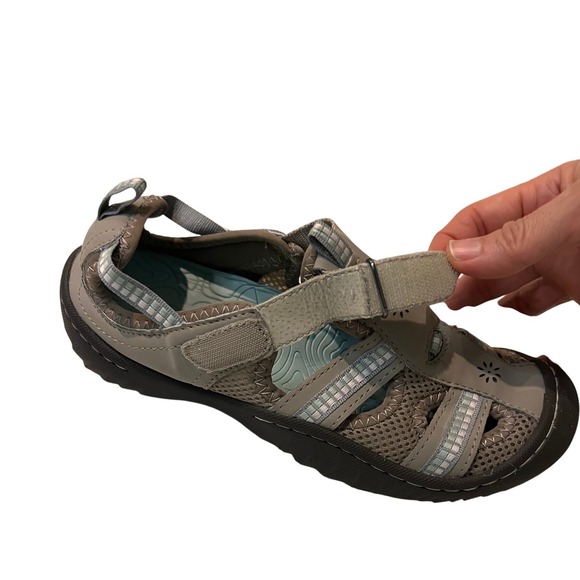 J Sport by Jambu Taupe Gray Adjustable Strap Sandals Women's Comfort Shoes - Picture 8 of 14